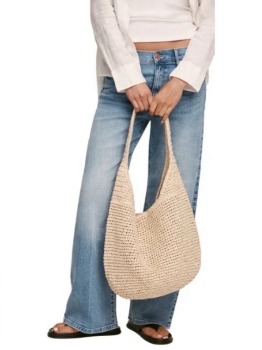Banana Republic Raffia Tote Bag Natural Beige NWT